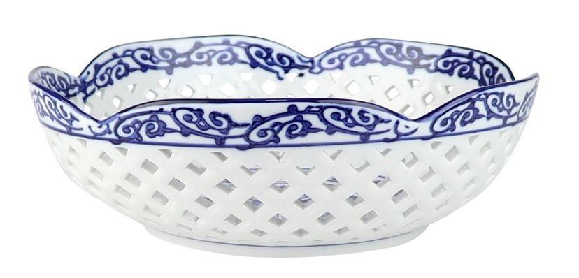 The Enchanted Home Pierced Blue and White Large Bowl