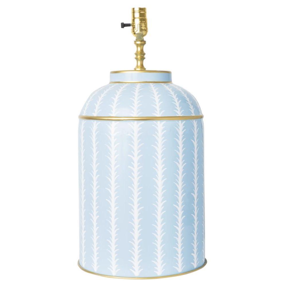 The Enchanted Home Pale Blue Leaf Tea Caddy Table Lamp