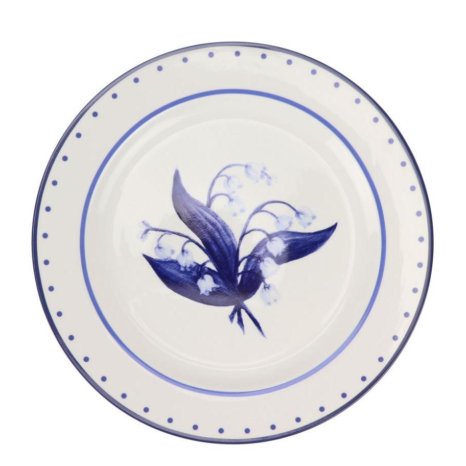 The Enchanted Home Lily of the Valley Blue Luncheon Plate