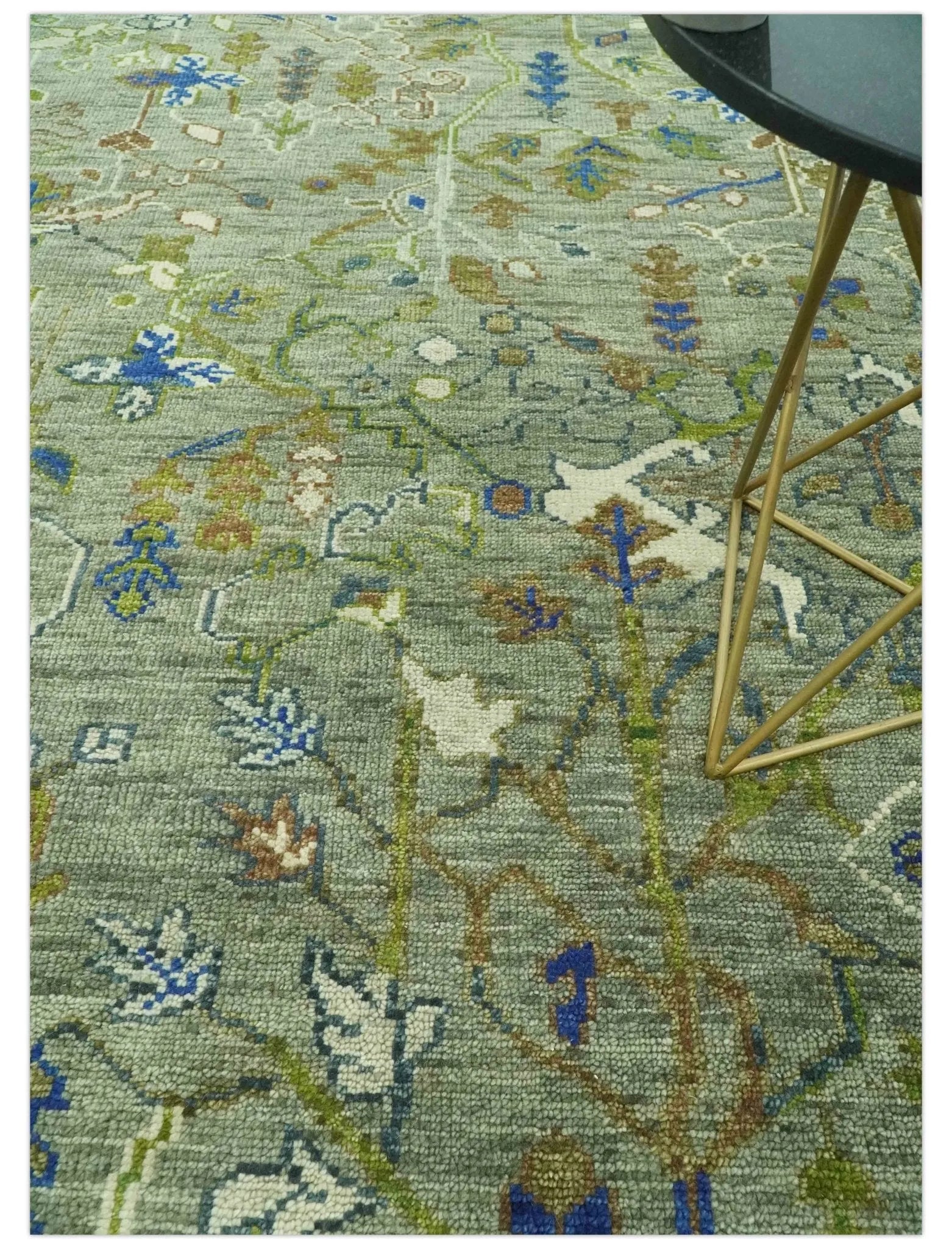 The Plants and Roots Green Hand Knotted Traditional Custom Made Wool Area Rug