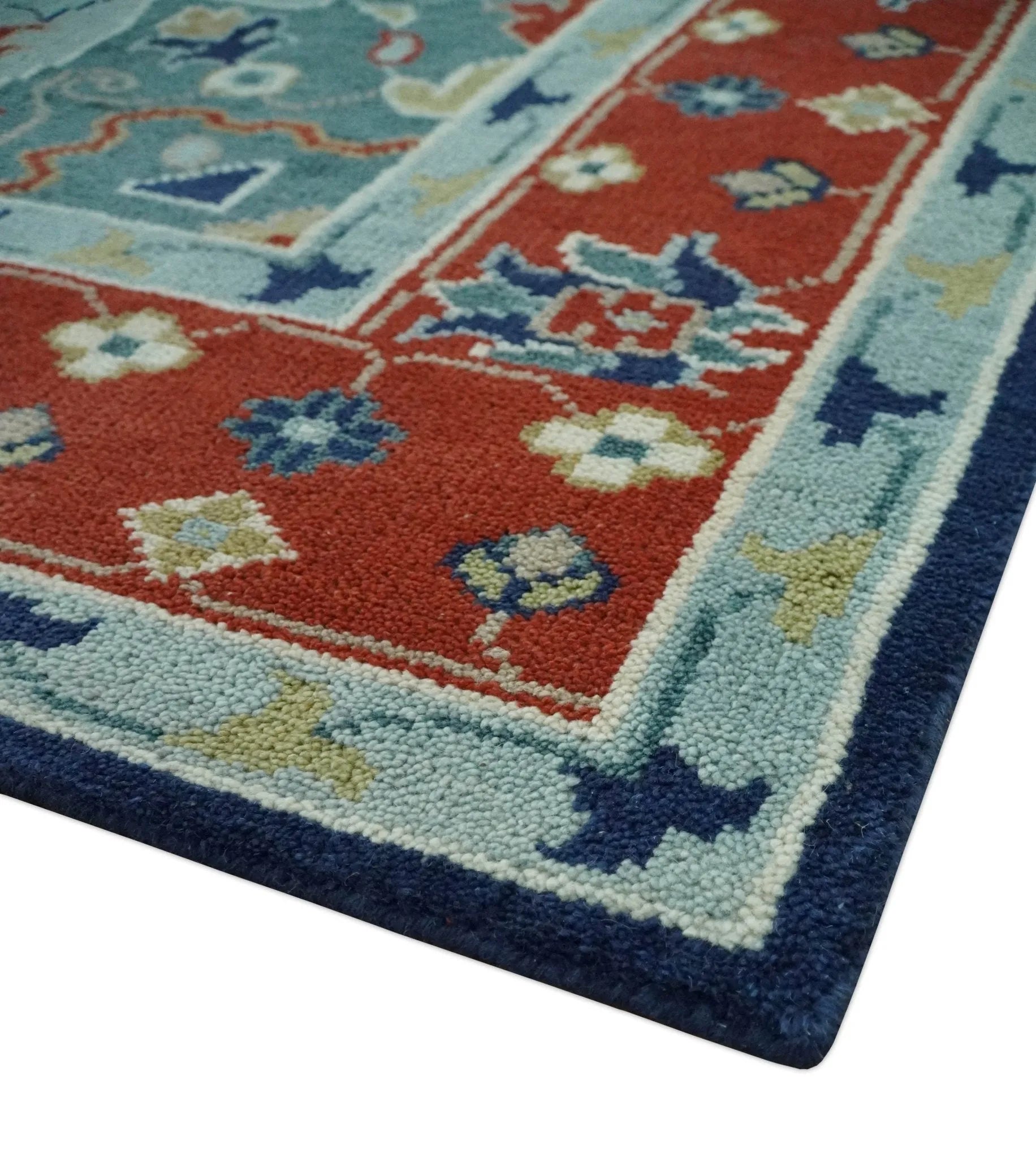 Traditional Heriz Brown, Blue and Gray Hand Knotted Custom Made Wool Area Rug