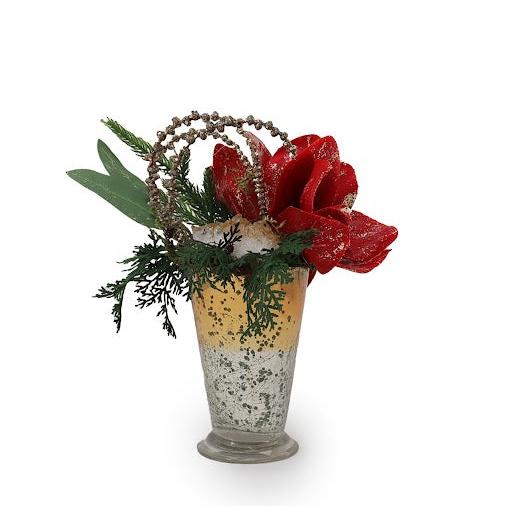 Orchids in Red with Mint Julep Cup