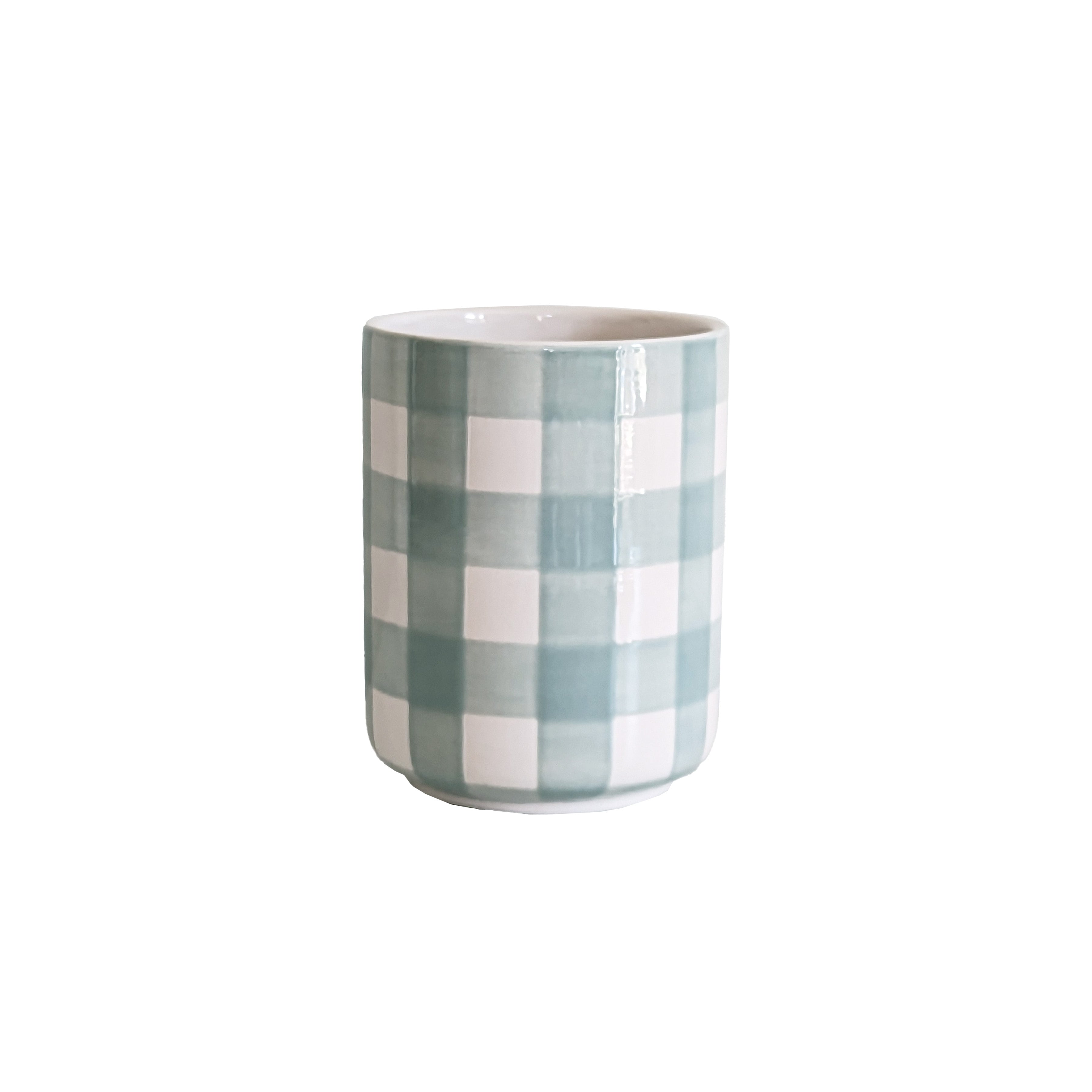 Gingham Large Vase/ Utensil Holder