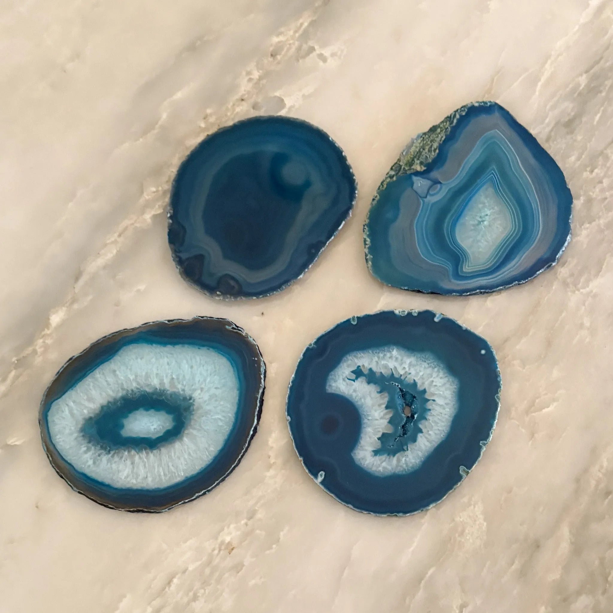 Vibrant Teal Agate Coaster Set