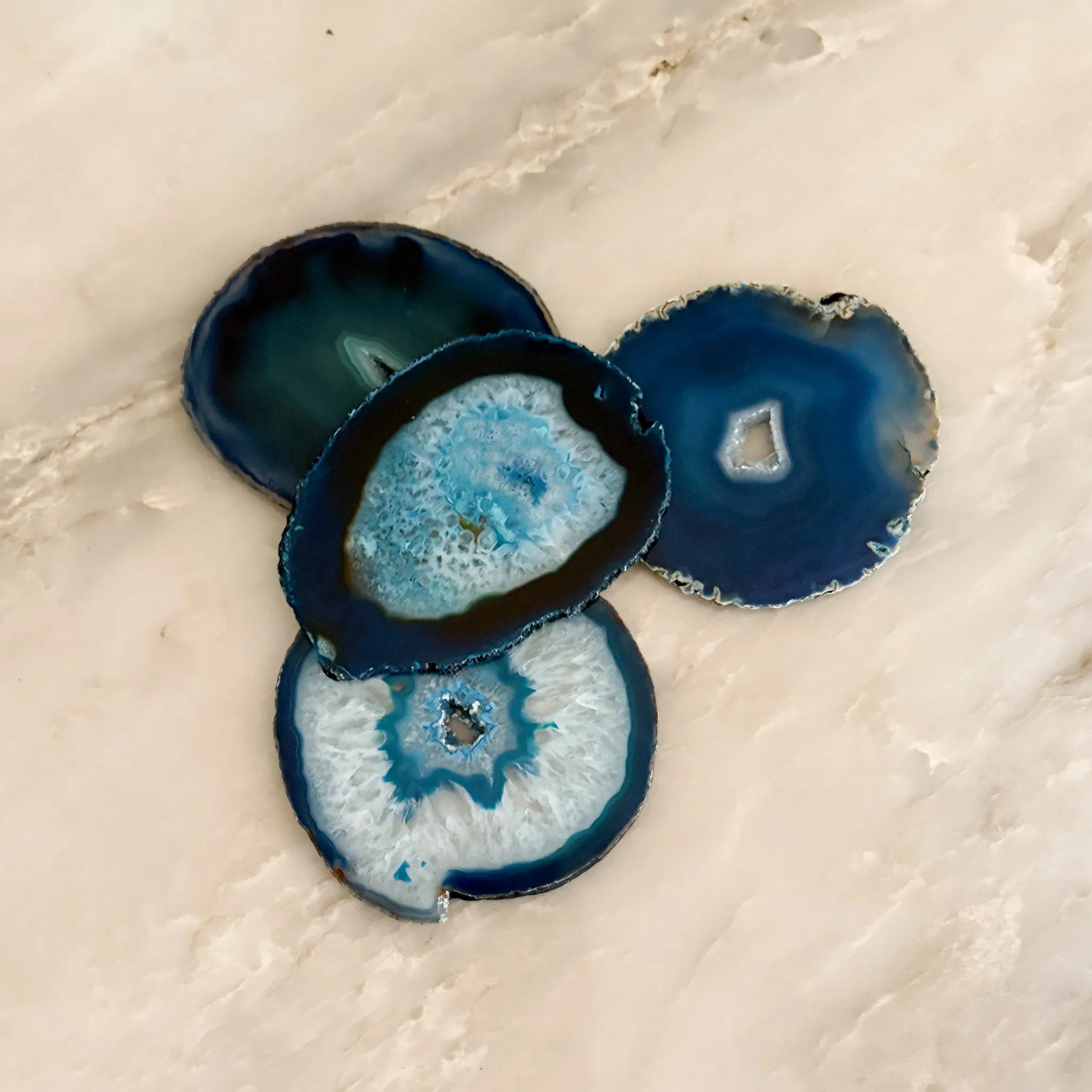 Vibrant Teal Agate Coaster Set