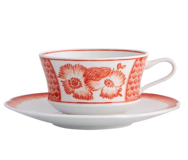 Vista Alegre Vista Alegre Coralina Tea Cup and Saucer (Set of 4)