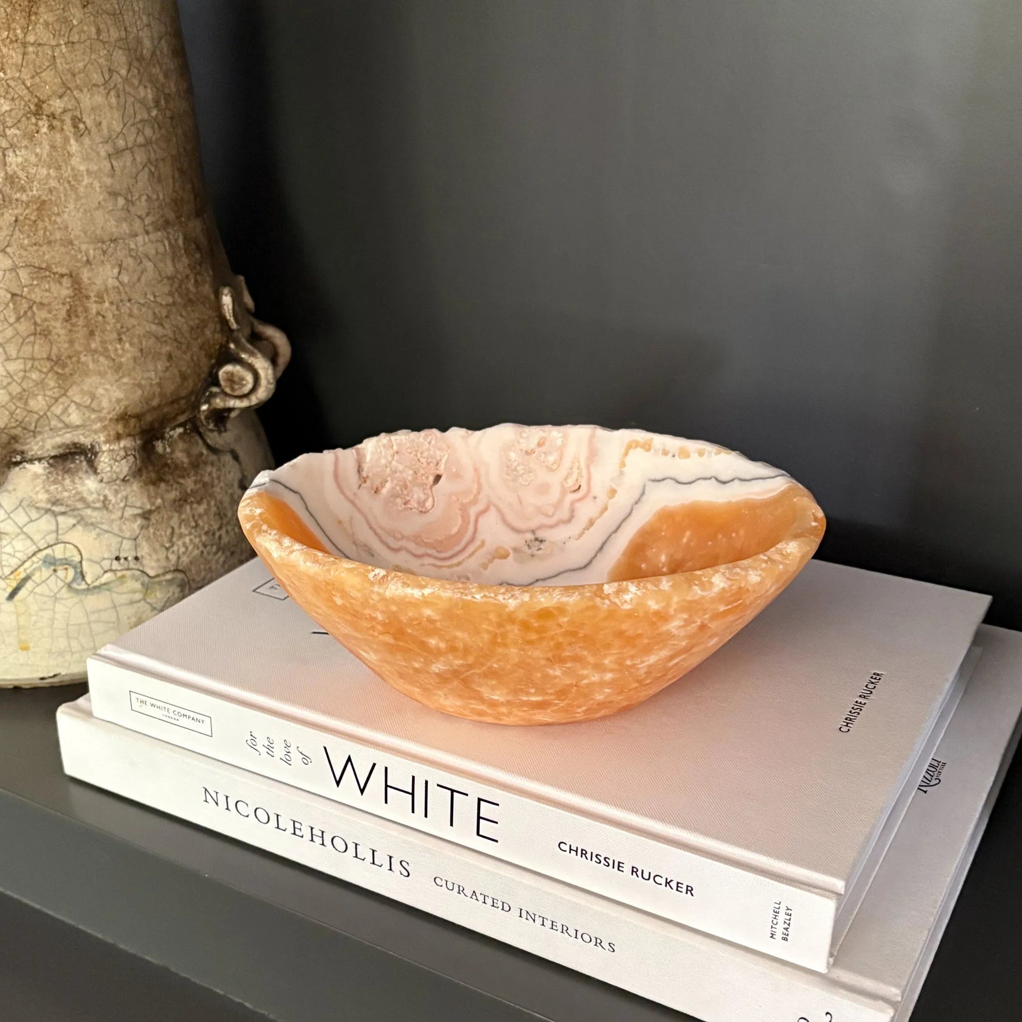 Hand Carved Zebra Calcite Bowl