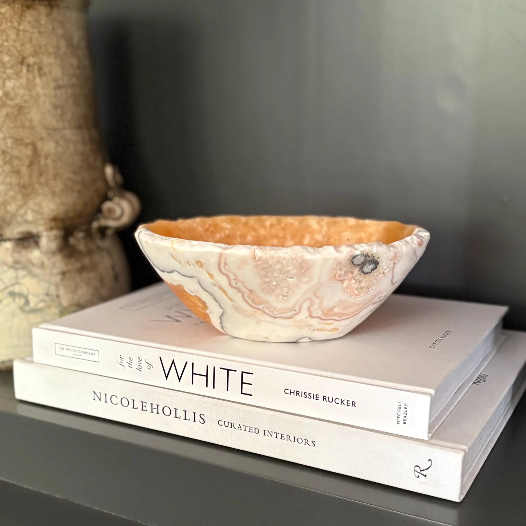 Hand Carved Zebra Calcite Bowl