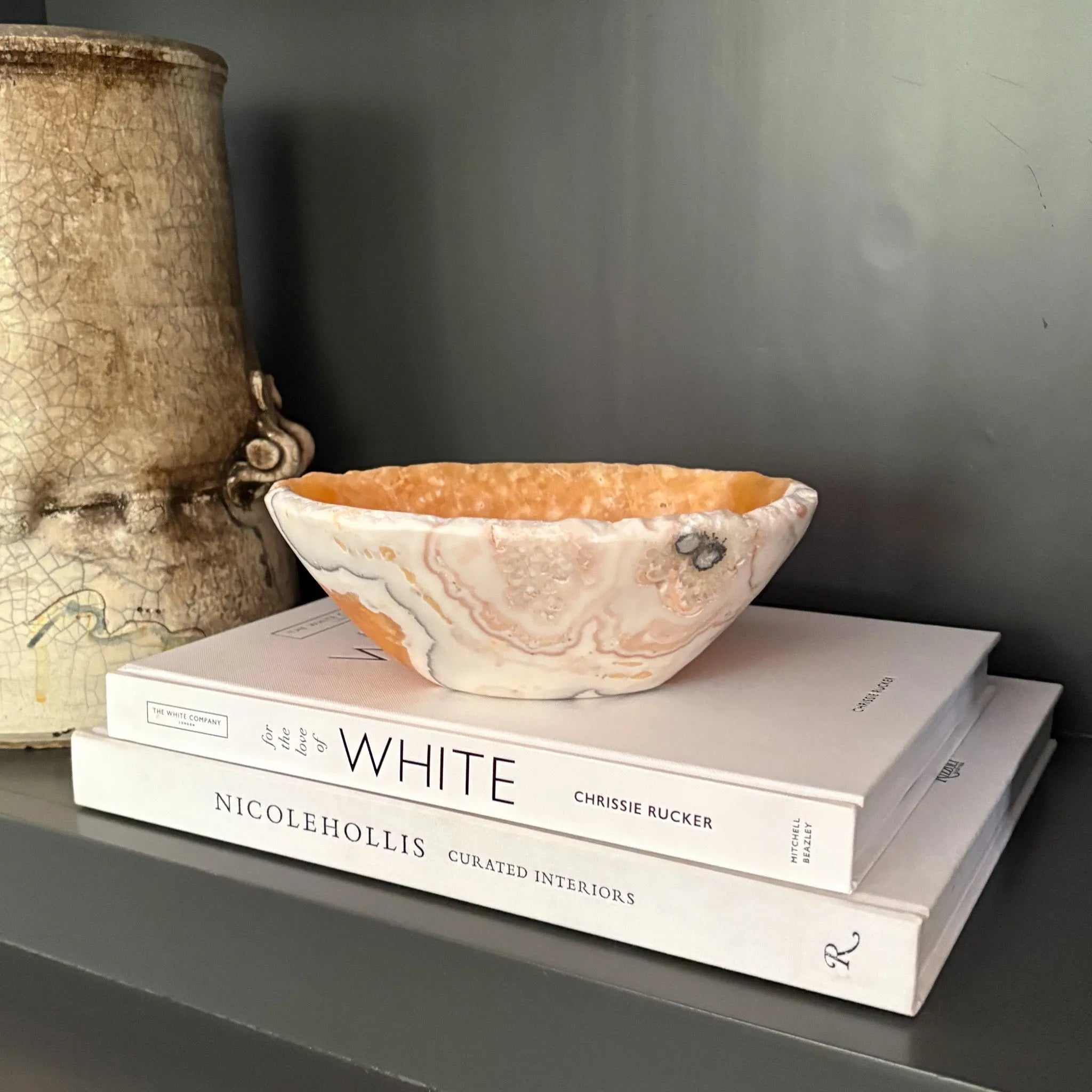 Hand Carved Zebra Calcite Bowl