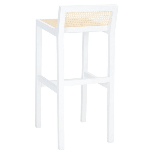 Safavieh Saito White-Natural Cane Low Back Bar Stool