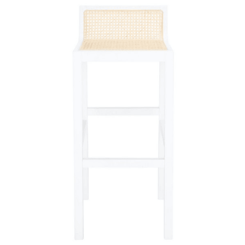 Safavieh Saito White-Natural Cane Low Back Bar Stool