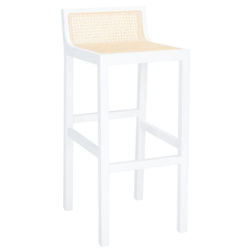 Safavieh Saito White-Natural Cane Low Back Bar Stool