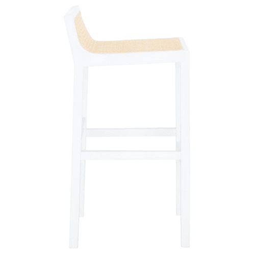 Safavieh Saito White-Natural Cane Low Back Bar Stool