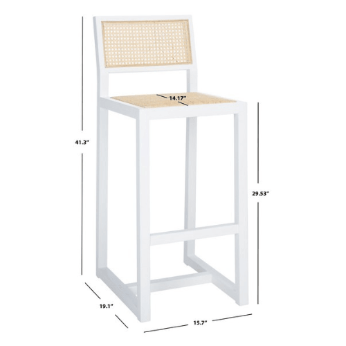 Safavieh Seika Natural Rattan White Bar Stool