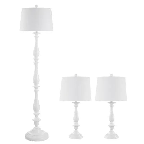 Safavieh Bessie White Candlestick Floor and Table Lamp Set (Set of 3)