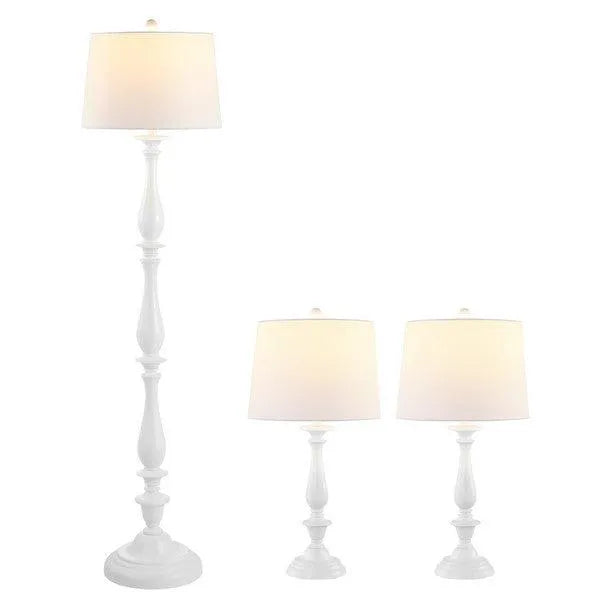 Safavieh Bessie White Candlestick Floor and Table Lamp Set (Set of 3)