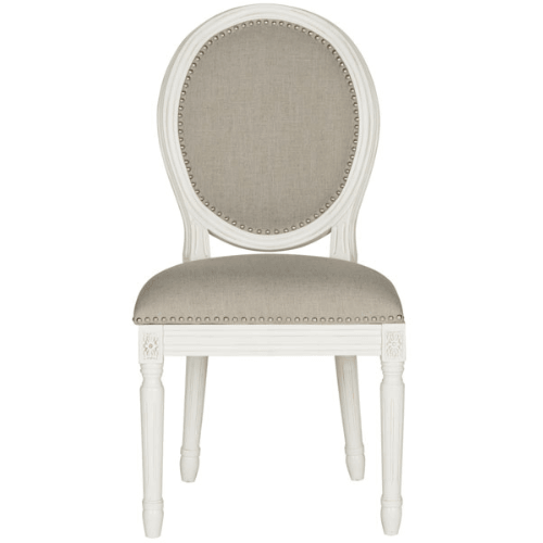 Safavieh Holloway Grey Linen French Brasserie Oval Side Chair (Set of 2)