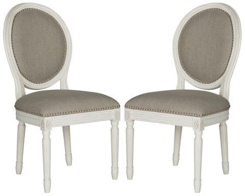 Safavieh Holloway Grey Linen French Brasserie Oval Side Chair (Set of 2)