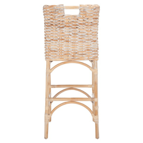 Safavieh Fremont White Wash Coastal Chic Rattan Barstool