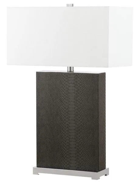 Safavieh Joyce Grey Faux Snakeskin Leather Table Lamp (Set of 2)