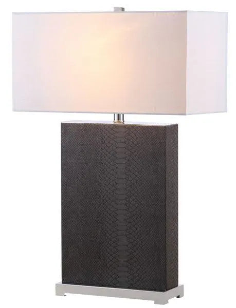 Safavieh Joyce Grey Faux Snakeskin Leather Table Lamp (Set of 2)