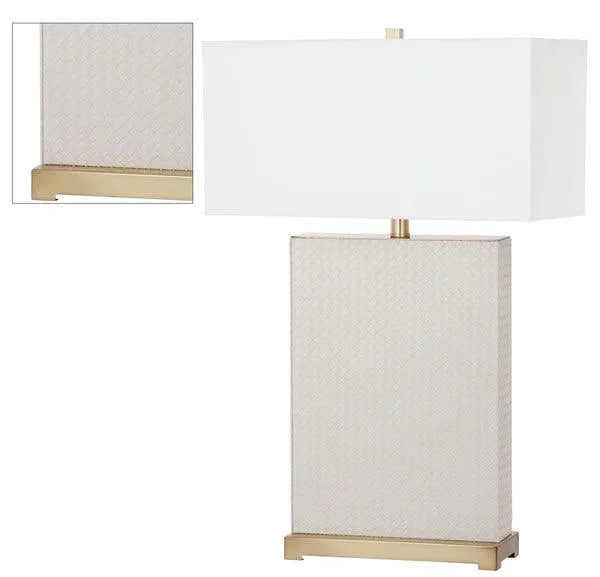 Safavieh Joyce Off-White Woven Faux Leather Table Lamp (Set of 2)