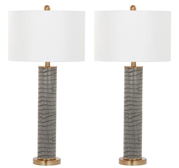 Safavieh Ollie Grey Faux Alligator Table Lamp (Set of 2)