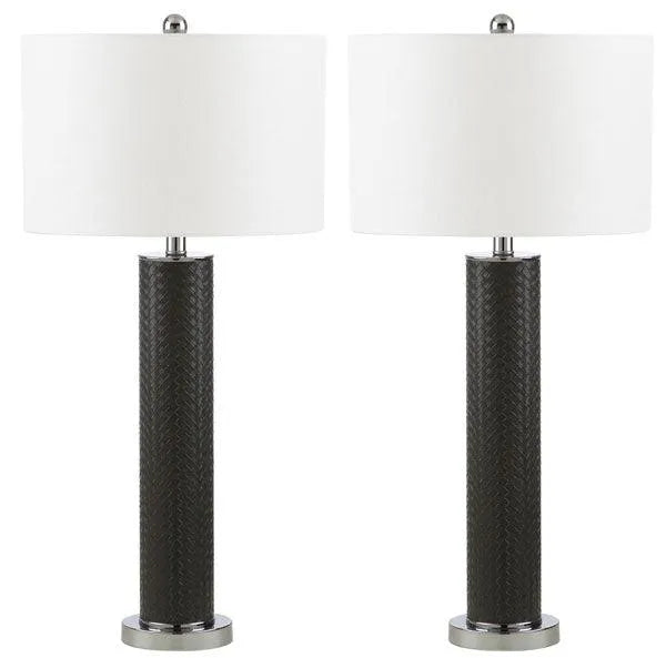 Safavieh Ollie Grey Faux Woven Leather Table Lamp (Set of 2)