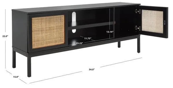 Safavieh Zadie Black Woven Rattan Media Stand