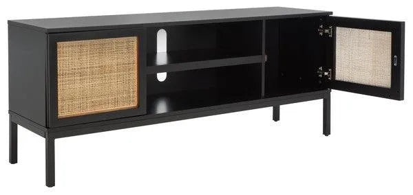 Safavieh Zadie Black Woven Rattan Media Stand