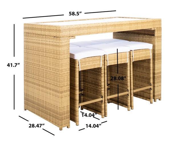 Safavieh Horus Natural Wicker Outdoor Bar Dining Set (7 Pieces Set)