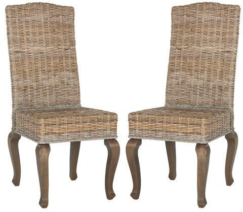 Safavieh Milos Grey Wicker Dining Chair (Set of 2)