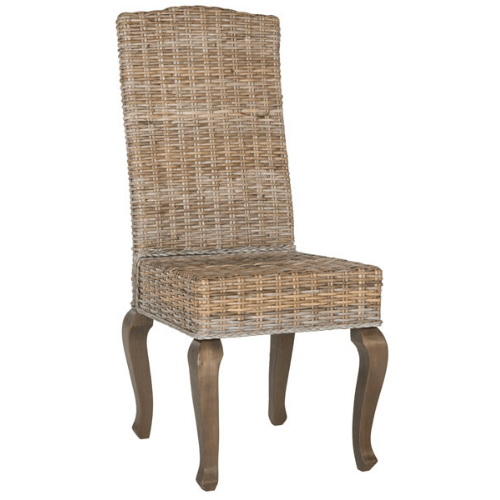 Safavieh Milos Grey Wicker Dining Chair (Set of 2)