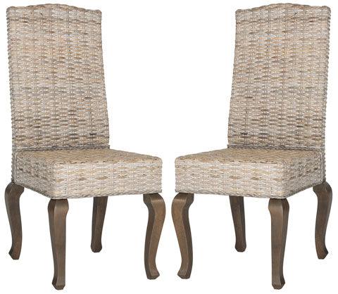 Safavieh Milos White Washed Wicker Dining Chair (Set of 2)