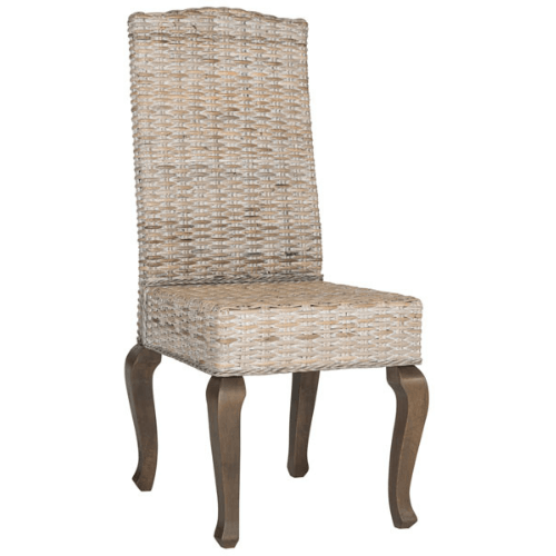 Safavieh Milos White Washed Wicker Dining Chair (Set of 2)