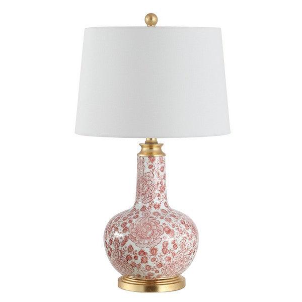 Safavieh Leia Red-White Floral Ceramic Table Lamp