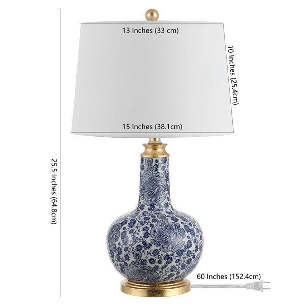 Safavieh Leia Blue-White Floral Ceramic Table Lamp