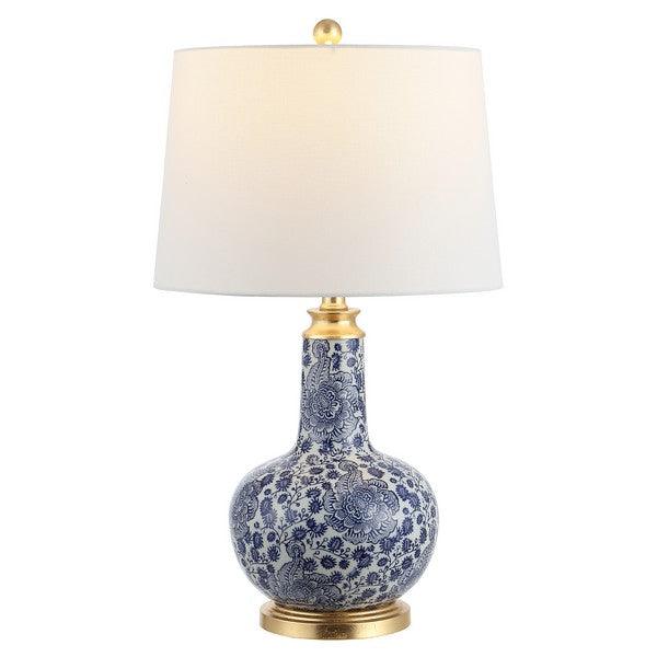 Safavieh Leia Blue-White Floral Ceramic Table Lamp