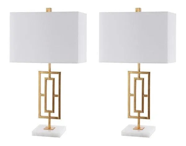 Safavieh Yara Gold Leaf Art Deco Table Lamp (Set of 2)