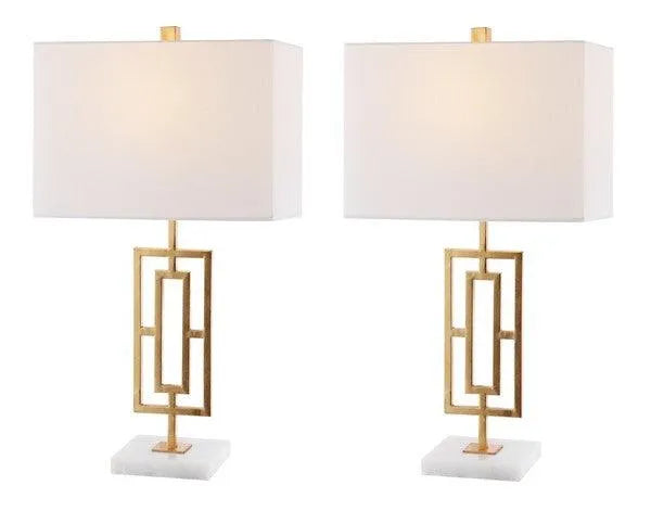 Safavieh Yara Gold Leaf Art Deco Table Lamp (Set of 2)