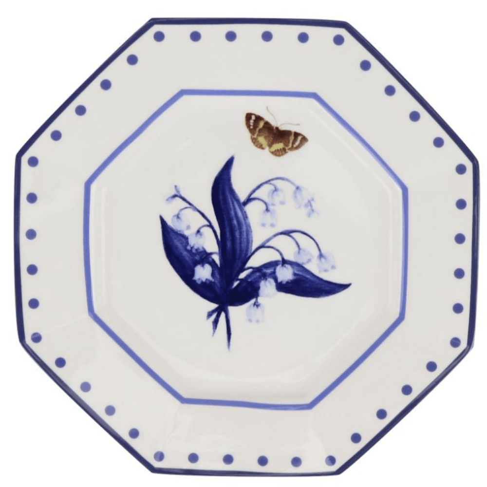 The Enchanted Home Lily of the Valley Blue Salad Plate