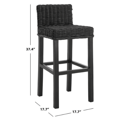 Safavieh Cypress Island Black Rattan Bar Stool