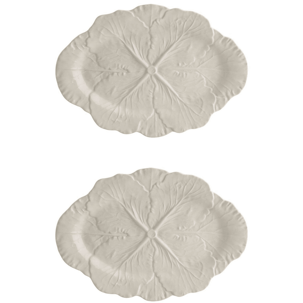 Bordallo Pinheiro Bordallo Pinheiro Cabbage Beige Oval Platter (Set of 2)