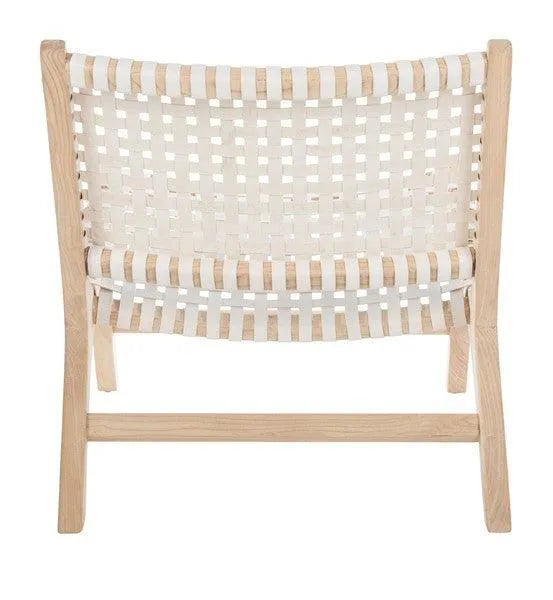 Safavieh Luna Natural-White Woven Leather Accent Chair