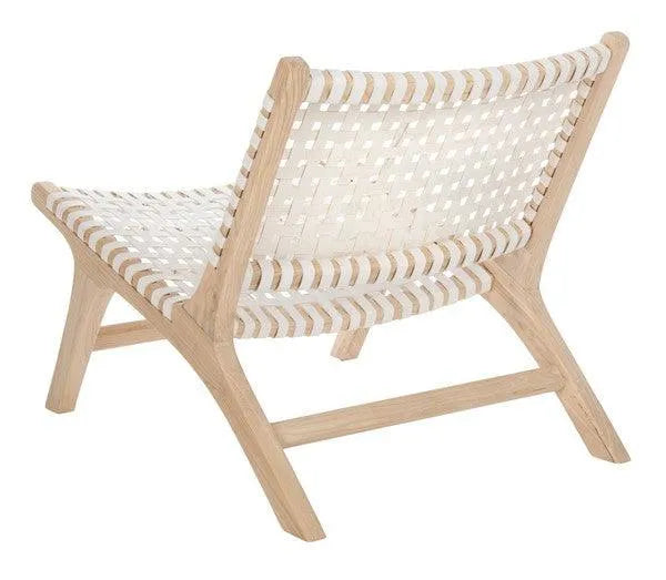 Safavieh Luna Natural-White Woven Leather Accent Chair