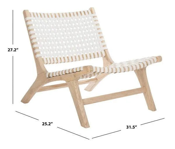 Safavieh Luna Natural-White Woven Leather Accent Chair