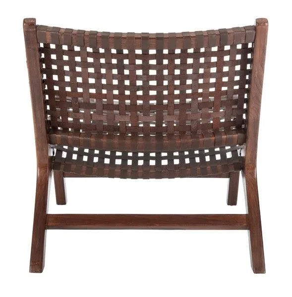 Safavieh Luna Brown Leather Woven Accent Chair