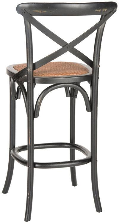 Safavieh Franklin Black X Back Rattan Seat Bar Stool