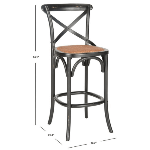 Safavieh Franklin Black X Back Rattan Seat Bar Stool