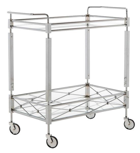 Safavieh Ingrid Art Deco Chrome Rectangle Bar Cart